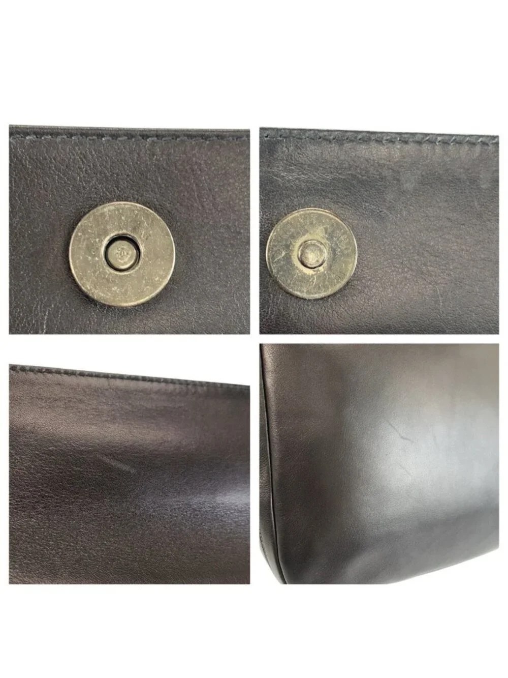 Gucci Interlocking Black Gunmetal Leather 004 406 Clutch